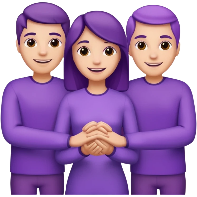 purple group no eyes no nose holding hands emoji