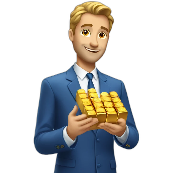 High-resolution-Posh-man-with-blue-suit-offering-goldbar emoji