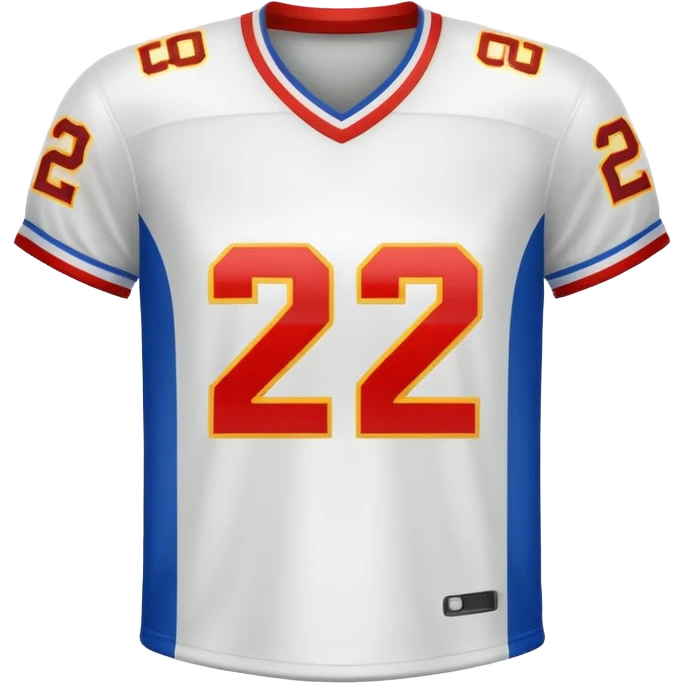 White football jersey at the back with number 22 emoji