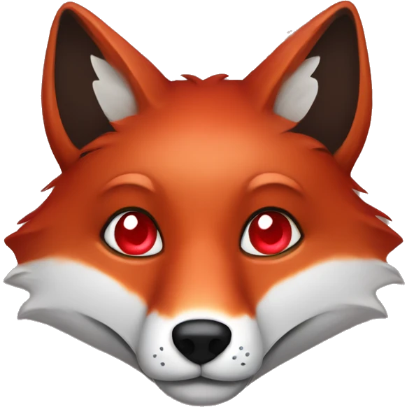 dark red fox face with tiny red heart instead of eyes emoji