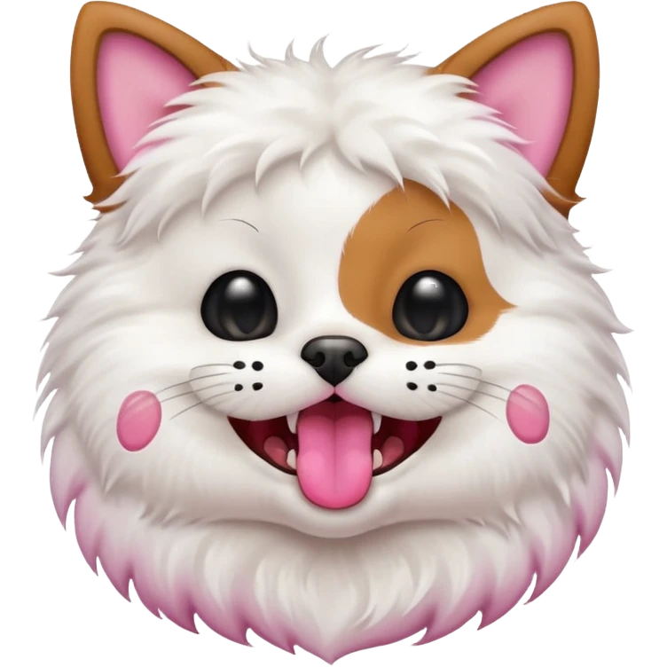small dog inside a cats wide open mouth emoji