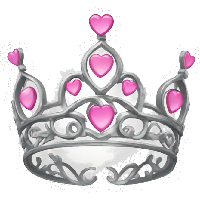 Sliver tiara with a pink heart emoji