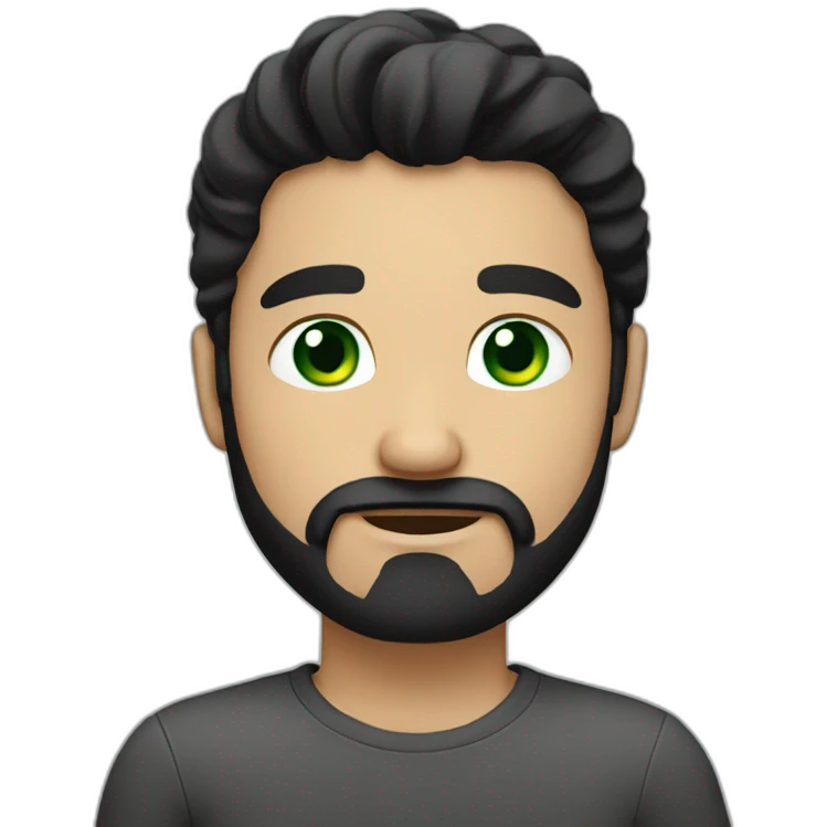 Men with green eyes and black hair and little beard emoji