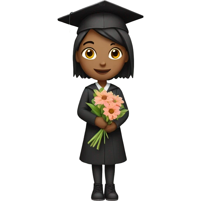 a graduated girl holding a flower bouquet  emoji