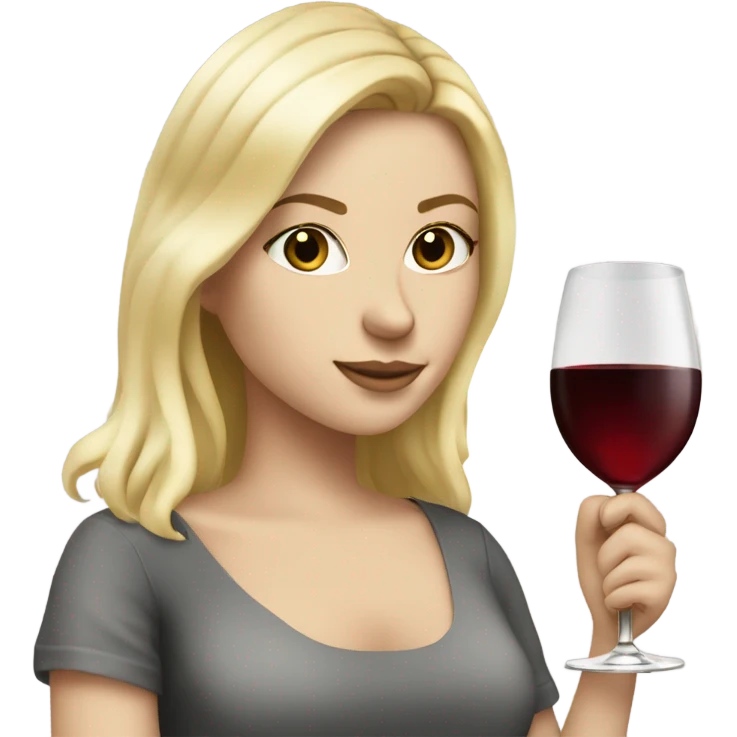 White girl, blonde, drinking wine for 21st birthday emoji