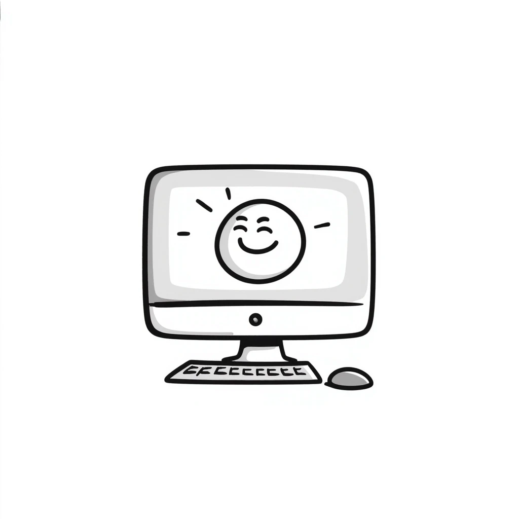 computer hand drawn doodle style emoji