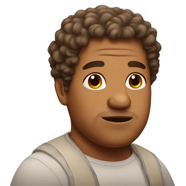 fat brown man with curly hair emoji
