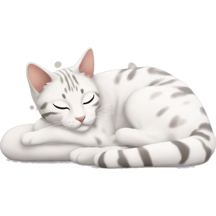 white woman with black hair sleeping with hair snow bengal cat emoji