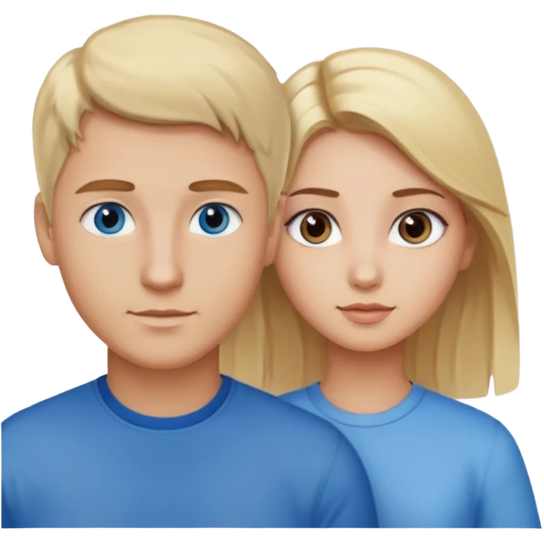 man with blonde hair and blue eyes and girl with brown hair and brown eyes emoji