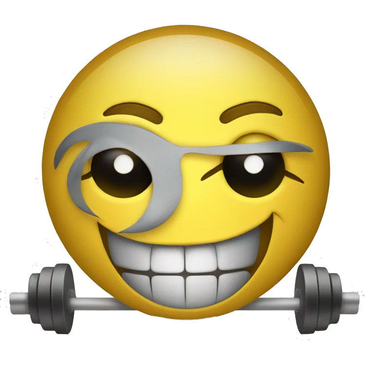 Smiley with barbell emoji