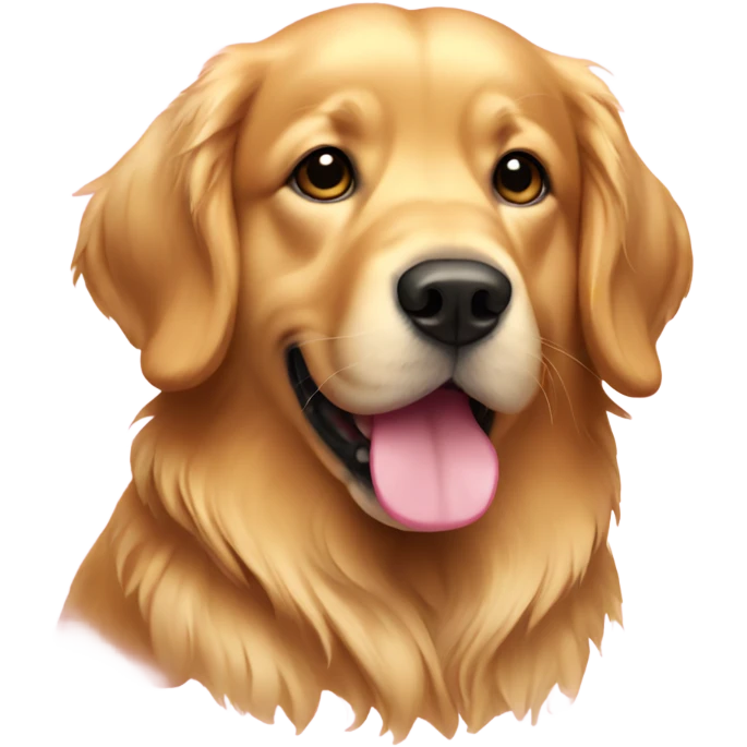 Golden retriever with pink emoji