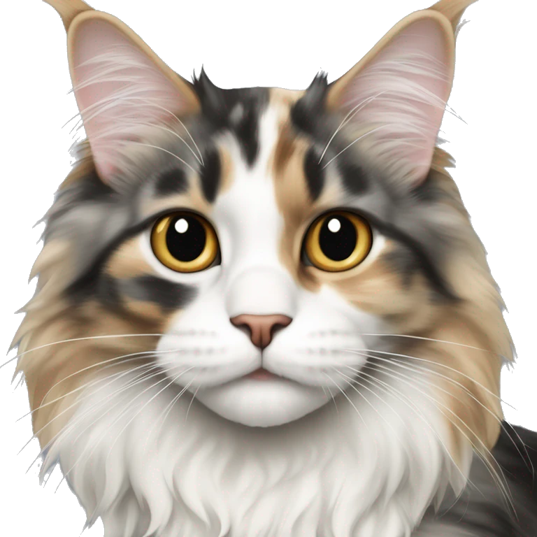 Maine coon dilute Calico half face colored emoji