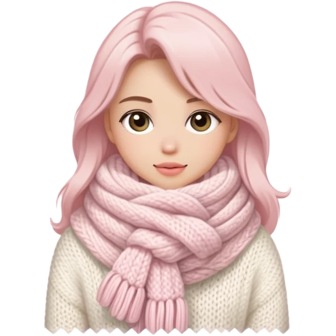 Light pink winter cozy, pretty aesthetic emoji