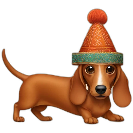 Ginger sausage dog win moroccan hat emoji