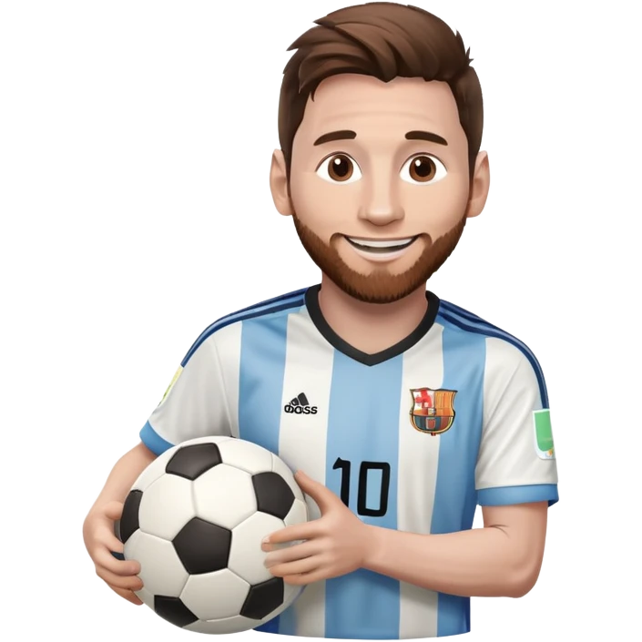 Messi smiling with a soccer ball emoji