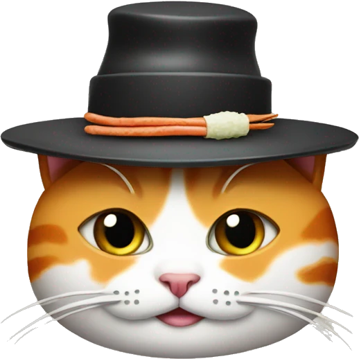 cat wearing a hat made of sushi emoji