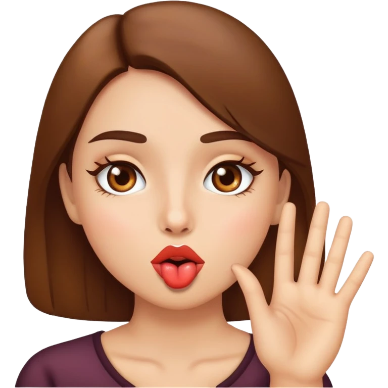 Heart eyes in the color brown while blowing a kiss emoji