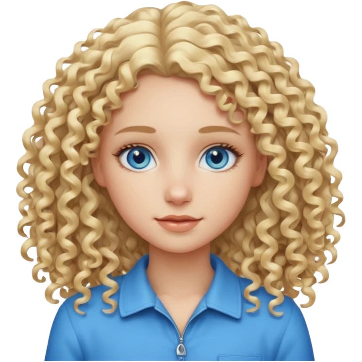Cool blond curly girl blue eyes. Cooler color blond hair. Longer hair emoji