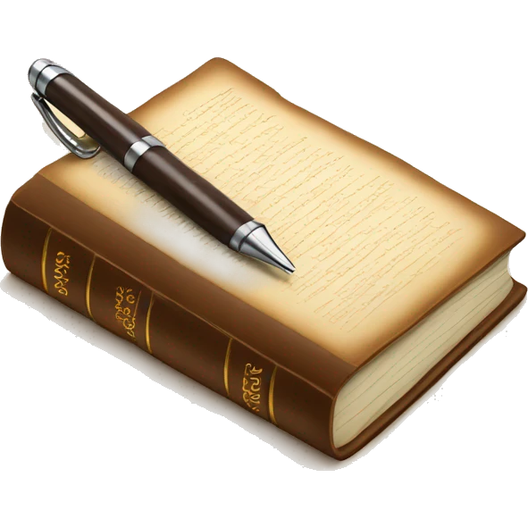 brown book open and writing pen emoji