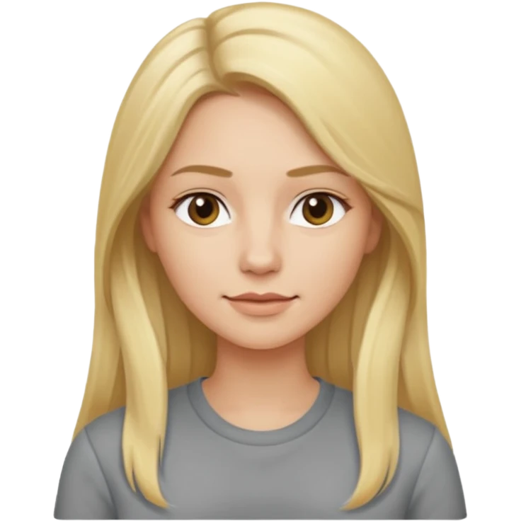 woman with long blonde hair, wear grey shirt emoji