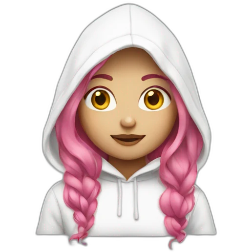 Long pink hair girl in white hoodie emoji