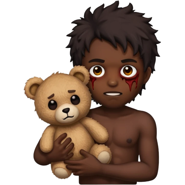 Demon hurting a teddy bear emoji