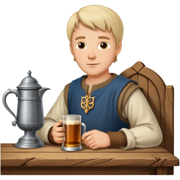 medieval white man sitting next to a table emoji