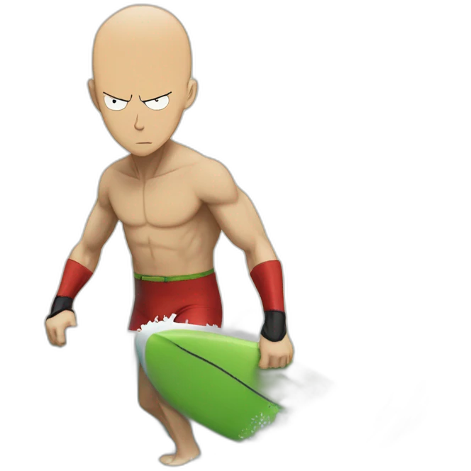 One punch man sur un surf emoji