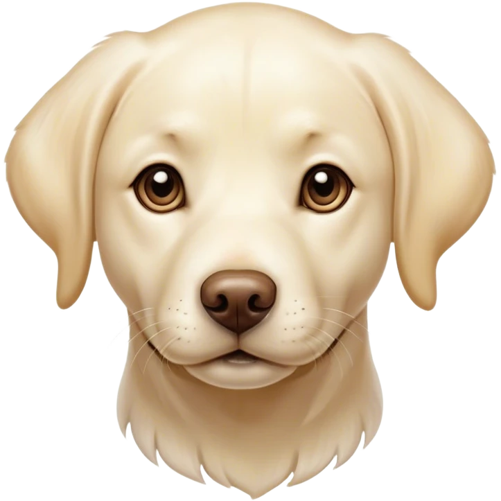 Cinematic Cute Cream Labrador Portrait Emoji, Head tilted playfully and inquisitively, featuring a silky cream Fur with a gentle sheen, round, sparkling warm eyes filled with curiosity, Simplified yet irresistibly adorable features, highly detailed, glowing with a warm, friendly glow, high shine, affectionate and spirited, stylized with a touch of whimsy, bright and endearing, soft glowing outline, capturing the essence of a mischievous yet loving companion, so playful it feels like it could dash out of the screen and into your arms! emoji