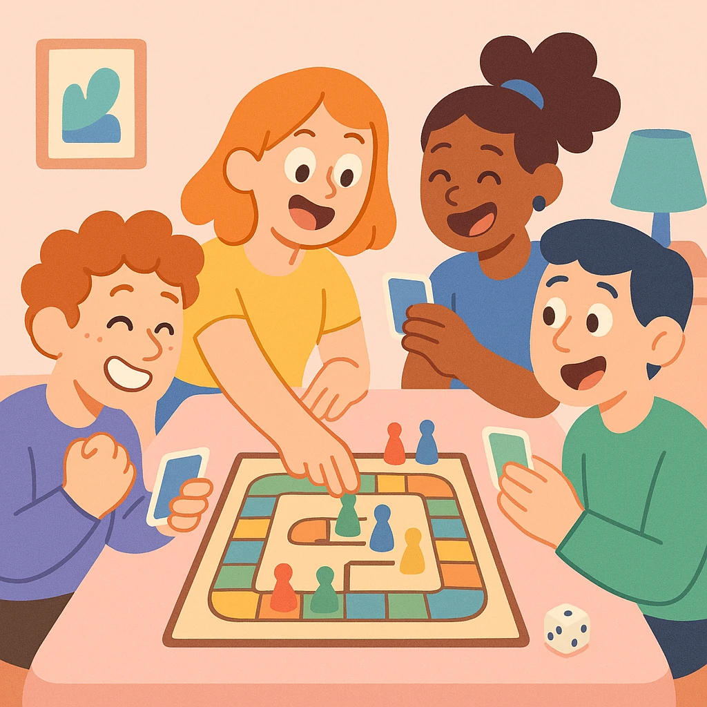 game night scene with soft colors emoji