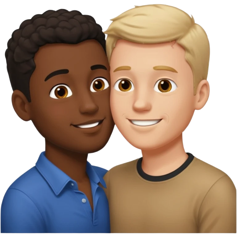 White male kissing black male emoji