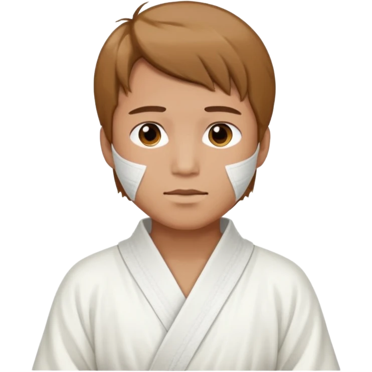A man with long light brown hair in white Chinese robes with bandages around his neck. emoji