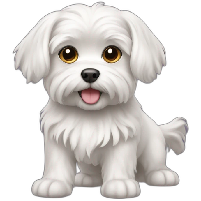 Maltese dog with Double tail emoji
