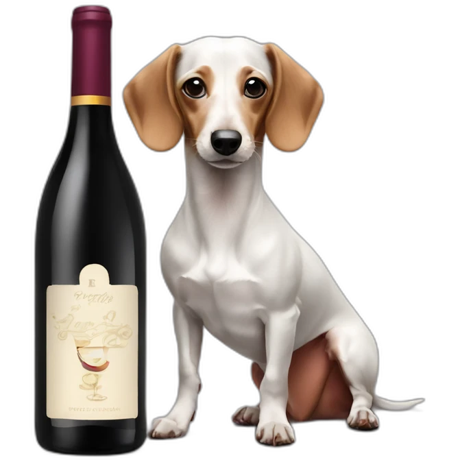 White and black Dachshund and wine emoji