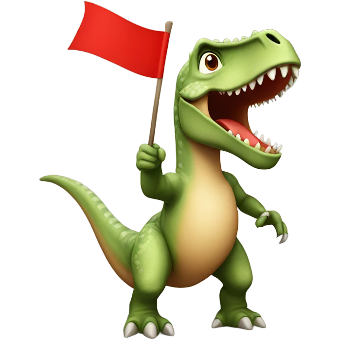 Dinosaur with red flag emoji
