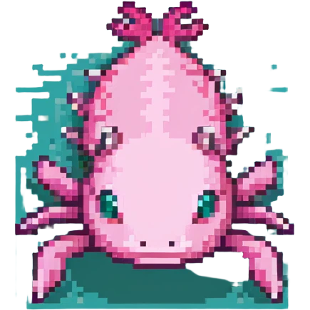 pink Minecraft axolotl, authentic blocky style and proportions, pixel art emoji