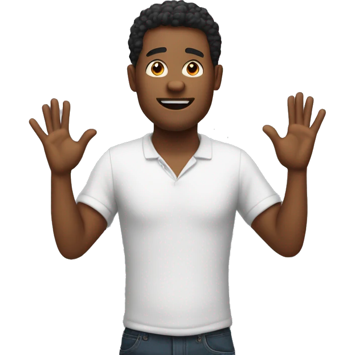 Man with both hands up in the I love you sign  emoji