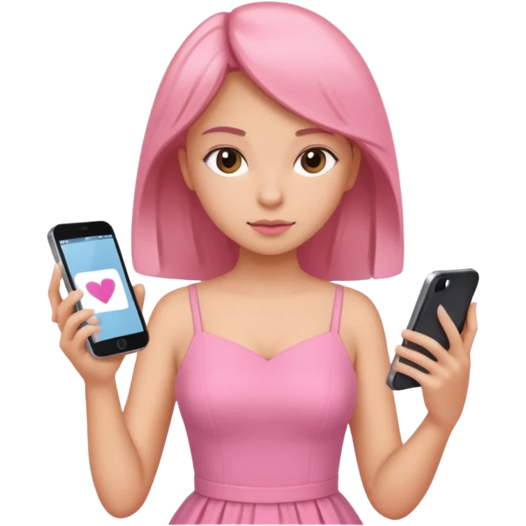 pink dressed girl online shopping  emoji