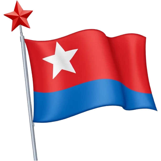 Bandeira vermelha, com uma faixa branca na diagonal cortando toda a bandeira, e uma estrela azul no meio emoji