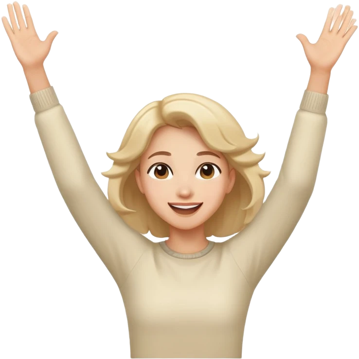 character doing a playful celebratory dance, arms in the air, joyful expression emoji