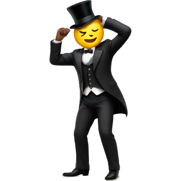 man in a suit and tophat bowing as if on stage emoji