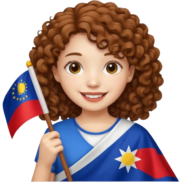 white curly brown hair girl pinoy flag emoji