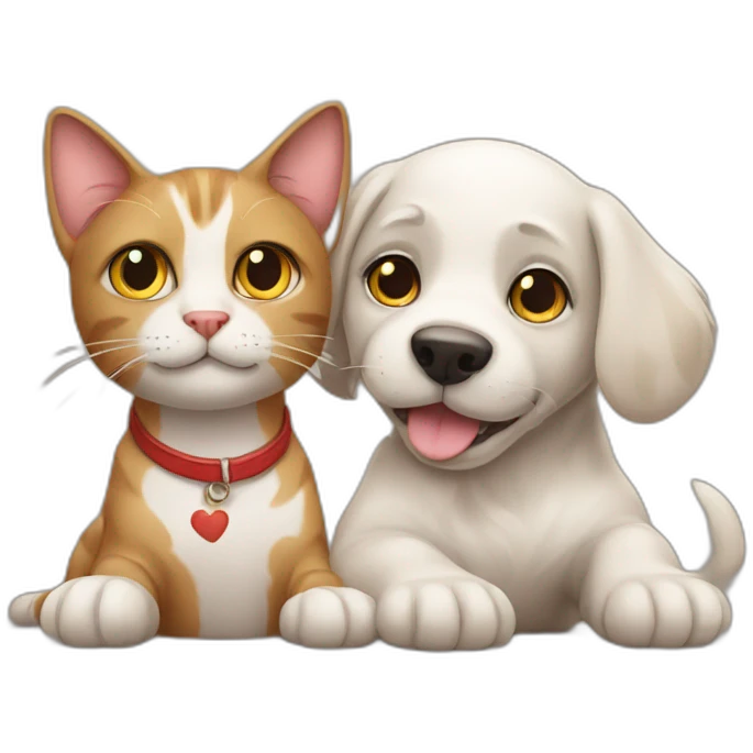 cat and dog love emoji