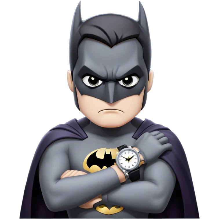 Batman looking stressed with watch emoji