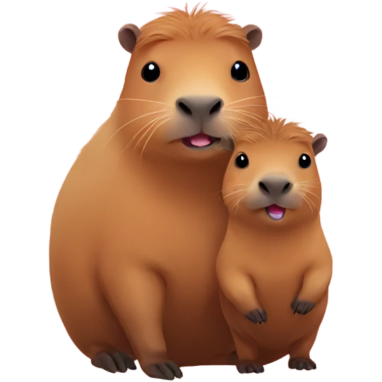 cute capybara with baby emoji