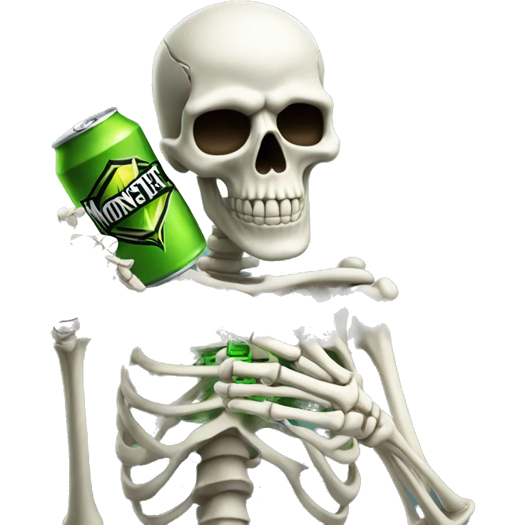 cussing skeleton drinking a monster energy emoji