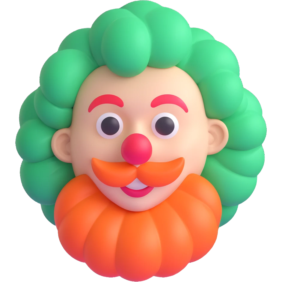 clown's wig without face emoji