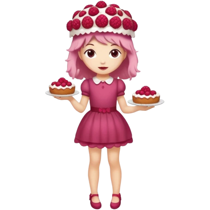 Raspberry torte human full body and legs girl with a raspberry barrette on her head emoji