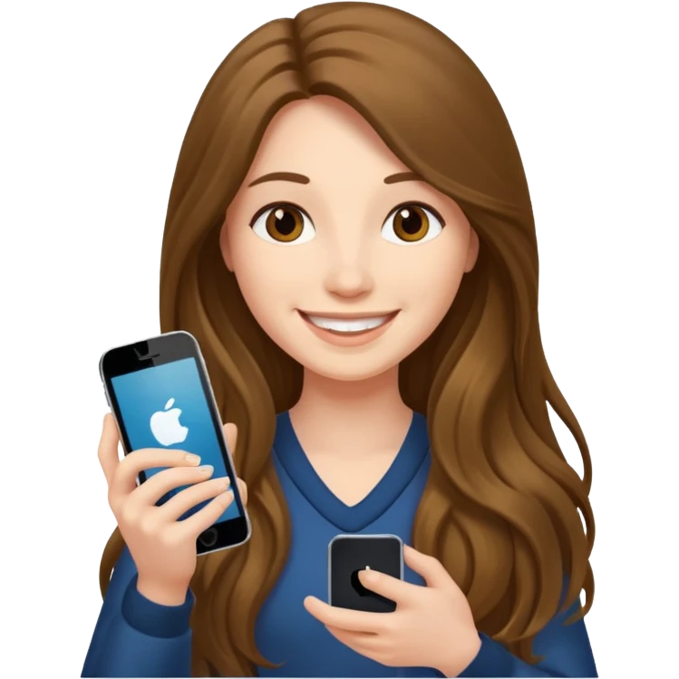 아이폰들고 있는 긴 생머리 여자 그러줘 emoji