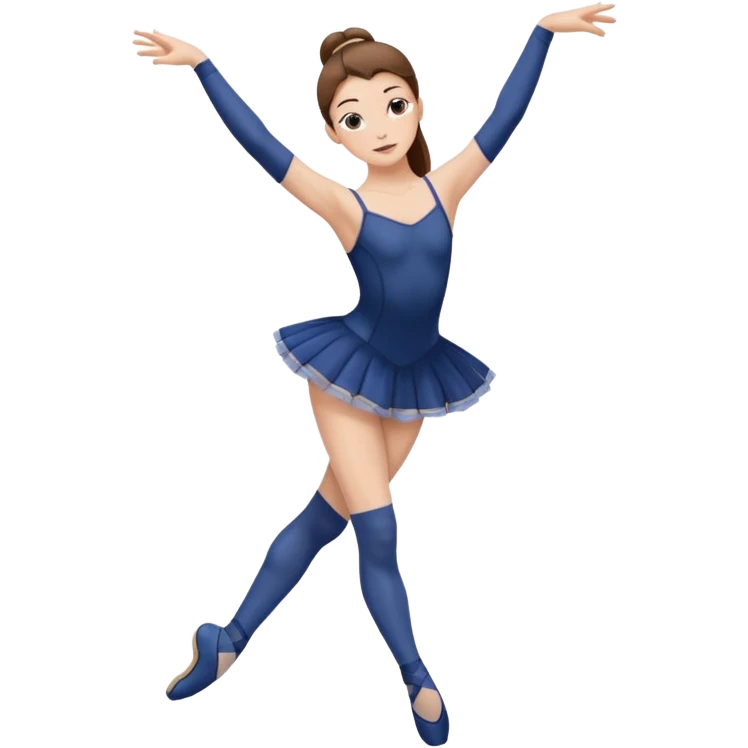 Ballet dancer in over the knee socks, leotard and long brown hair emoji